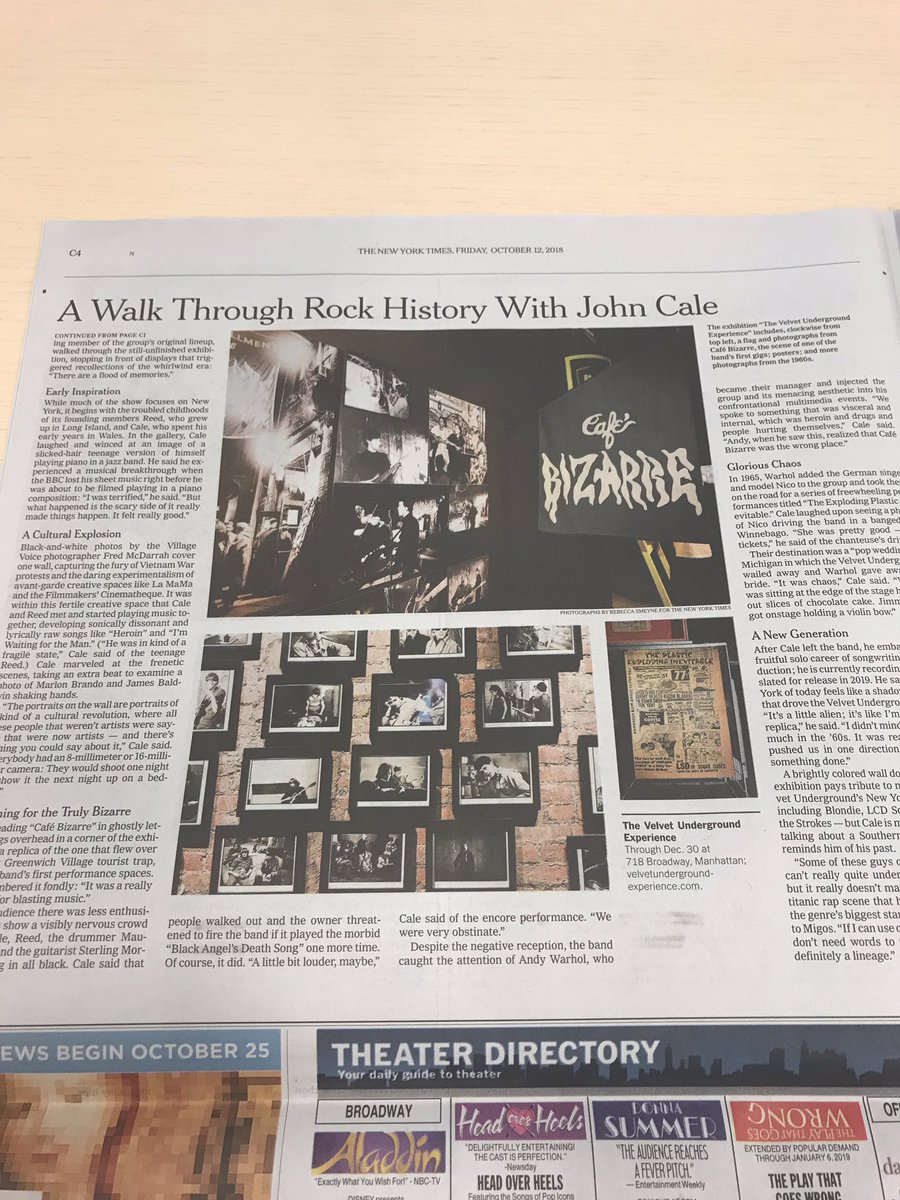 My interview with <a href="/therealjohncale/">John Cale</a>, the BEST member of the Velvet Underground, is in the paper today and online here nyti.ms/2A4CnQa
