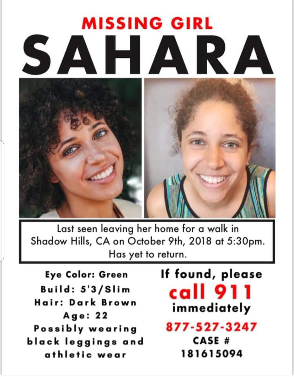 LucimarBrocatto's tweet image. PLEASE SHARE!
@KTLA @ABC7
@NBCLA @FOXLA
#SaharaVonFisher #MISSINGANDENDANGERED
#missinggirl #MISSINGVULNERABLEADULT
 #missingwoman #shadowhills #sunvalley #sylmar #lakeviewterrace #northhills #northridge #csunnorthridge
