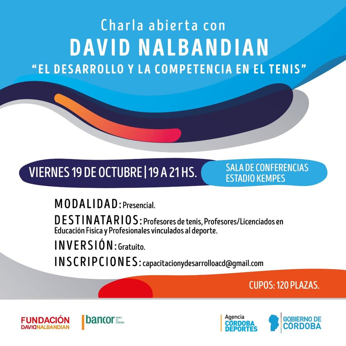 #CharlaAbierta El 19/11, <a href="/nalbandiandavid/">David Nalbandian</a> brinda su experiencia al tenis de Córdoba
fundacionnalbandian.org/en-una-charla-…