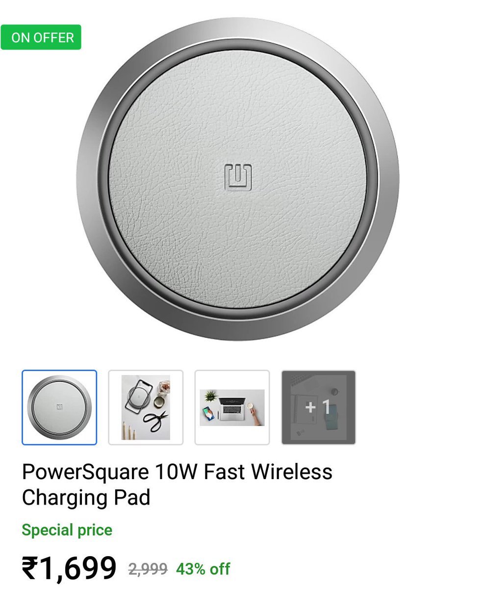 PowerSquareInc's tweet image. 43% OFF on our 10W Fast Wireless Charging Pad! Only on @Flipkart  #BigBillionDays 
Hurry! Offer ends tomorrow
Click: bit.ly/2ONFmVj