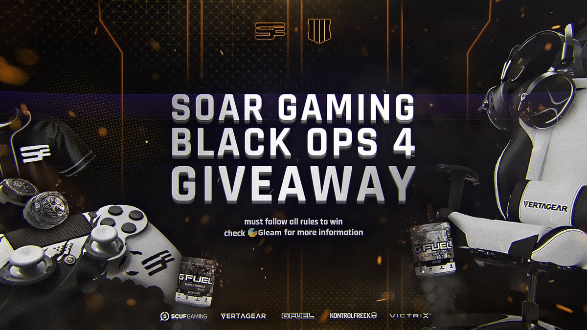 SoaRGaming's tweet photo. SoaR's doing a MASSIVE #Giveaway ($2000+ in prizes) in celebration of #BlackOps4⁠ ⁠

Retweet + Follow the link for a chance to be one of the 10 winners...
https://t.co/Nem49RKOXe https://t.co/G5v6rvHCqK