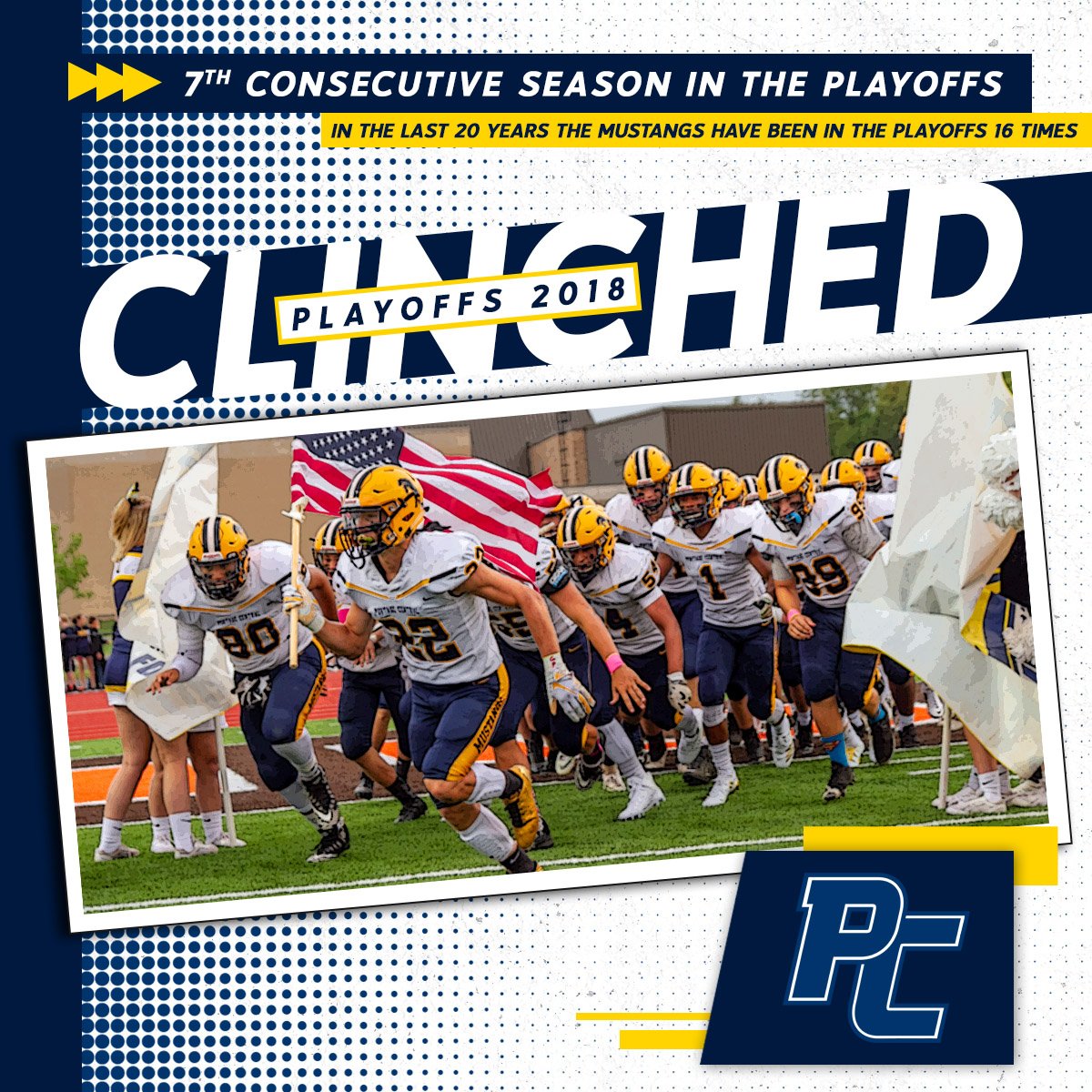 PCMustangSports's tweet photo. Playoffs?! You wanna talk about playoffs?! Yes, yes we do because we're in!! The Mustangs clinched a playoff spot with their victory tonight! Congratulations guys!! #OnwardPortage #SMACtion #SMAC11 @PCSUPERFANS  @ActionExposures @SMAC_Sports https://t.co/2Rm6NxqaDS