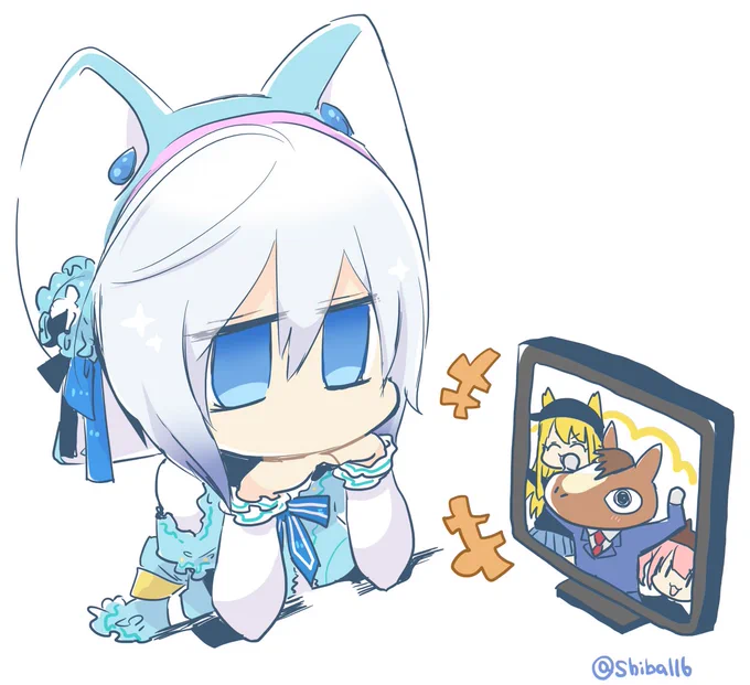 先日のTV出演ばあちゃるさんとそれを眺めるシロちゃん
#電脳少女シロ #SiroArt 