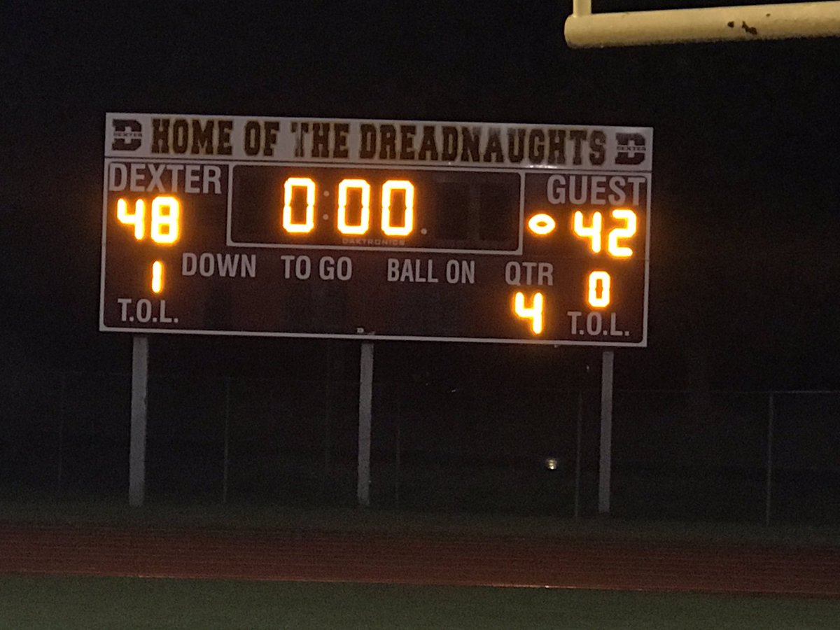 Chris Timmis (@timmischris) on Twitter photo What a win!!! Down 42-21 with 10 minutes left and comeback to win 48-42 to make the playoffs for the 1st time in school history!!! Go Dreads!!! <a href="/phil_jacobs16/">Coach Jacobs 🇺🇸</a> <a href="/DHS_ss_2018_19/">DHS Student Section</a> @DexterBandBoost #Dreadstrong What a win!!! Down 42-21 with 10 minutes left and comeback to win 48-42 to make the playoffs for the 1st time in school history!!! Go Dreads!!! <a href="/phil_jacobs16/">Coach Jacobs 🇺🇸</a> <a href="/DHS_ss_2018_19/">DHS Student Section</a> @DexterBandBoost #Dreadstrong