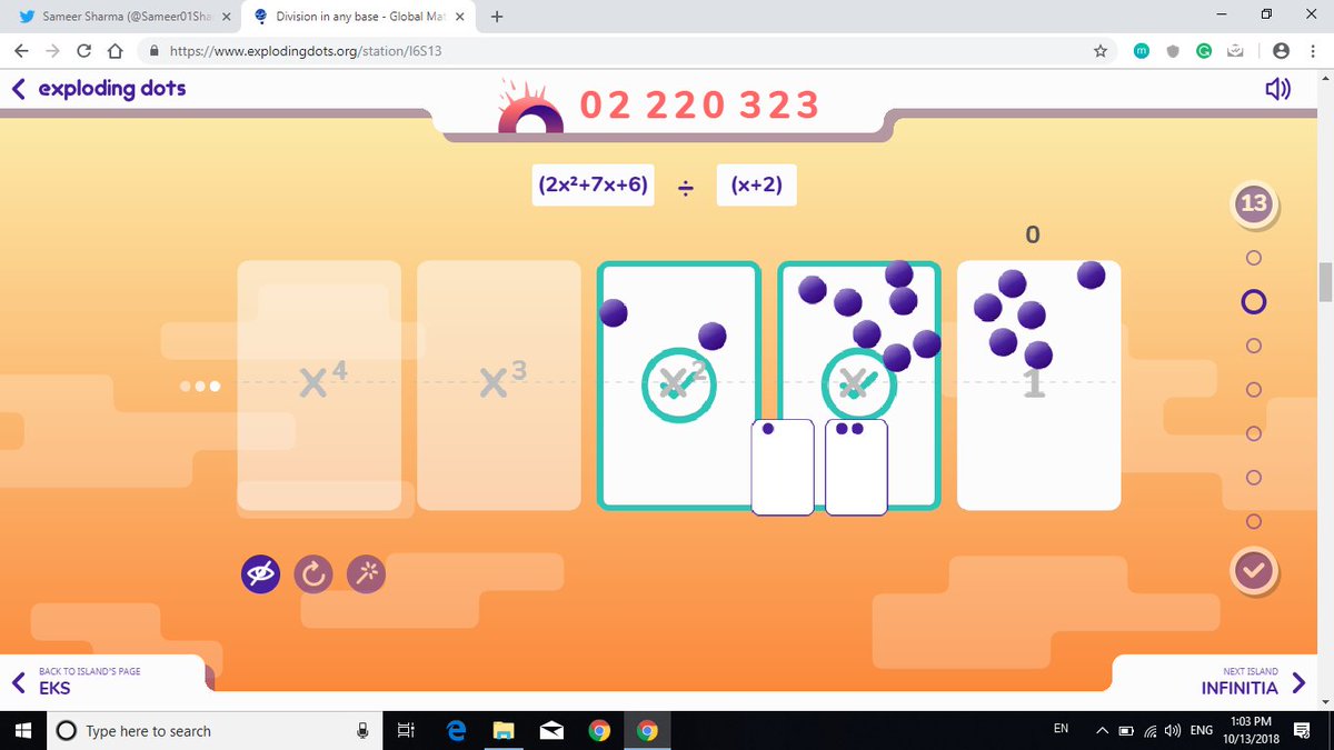 Sameer01Sharma's tweet photo. Enjoying at EKS Island. Will go to Infinitia the next day... Sharing my own personal feelings in the form of Quote...
#explodingdots @jamestanton #GMW2018 #GlobalMathWeek https://t.co/3IUAJPlDOI