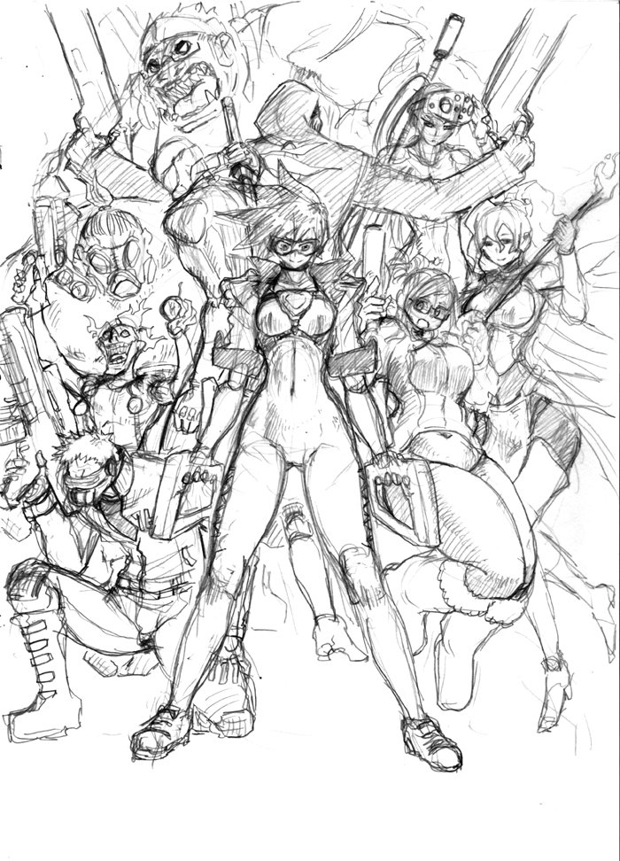 入院スケッチブック、うろ覚えオーバーウォッチ絵。何か違う感たっぷり。うろ覚えで描くぞと開き直って描くと逆に楽しい。メイが可愛い事は確か。