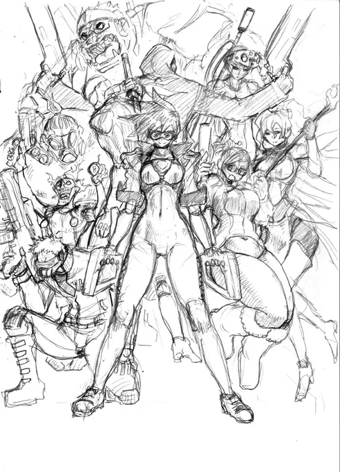 入院スケッチブック、うろ覚えオーバーウォッチ絵。何か違う感たっぷり。うろ覚えで描くぞと開き直って描くと逆に楽しい。メイが可愛い事は確か。 