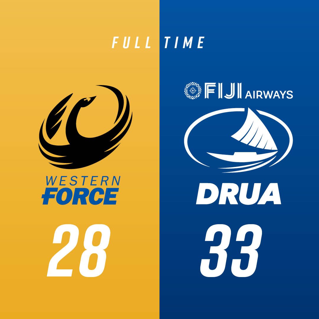 westernforce's tweet image. FULL TIME I The Western Force have fallen to the Fijian Drua by five points. 

Match Centre: bit.ly/NRC18FORvDRU

28 - 33 #FORvDRU #NRC18 @NRC_Live