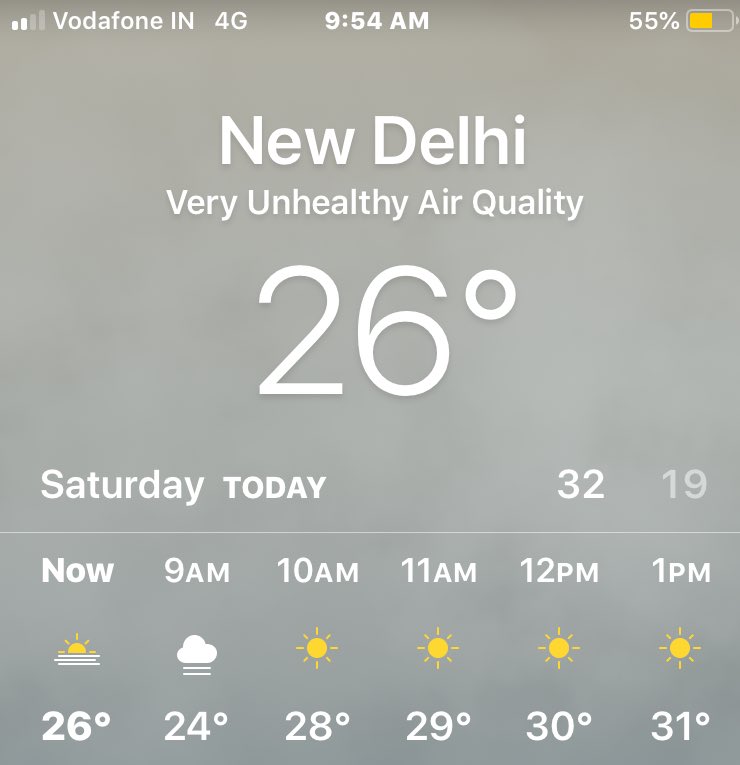 Milind Khandekar on Twitter "Very Unhealthy Air quality says my weather app about New Delhi. As