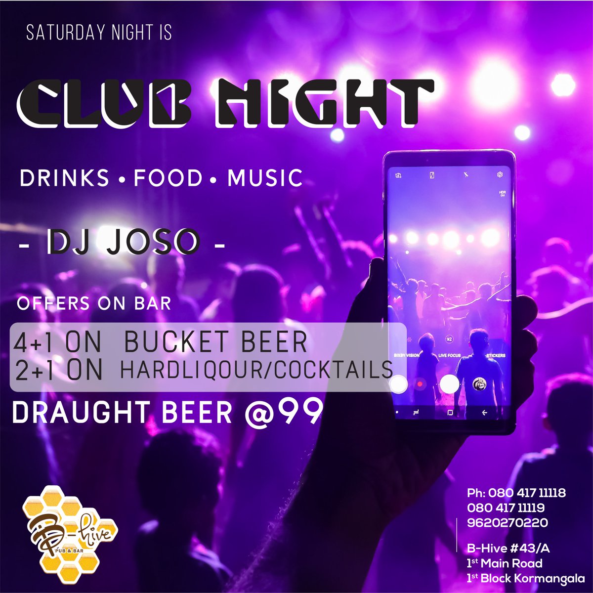 b_hivepub's tweet photo. Let's party this weekend with B-Hive featuring #DJ_Joso!! 
Dance to #HouseMusic &amp; #saturdaynightclub #clubnight | Featuring #DJ_Joso!!!

Bar Offers
2+1 on Hard Liquor / Cocktails
4+1 on Bucket Beer 
Draught @ 99/- https://t.co/335D0xQtyT
