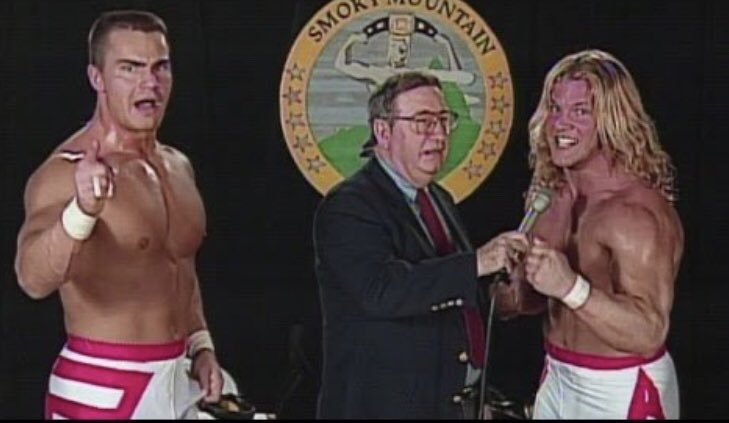 ShamansWorld1's tweet photo. The Thrillseekers In Smokey Mountain @IAmJericho &amp; @LanceStorm ... was this before or after your FMW tour? #smokeymountainwrestling #y2j #chrisjericho #lancestorm #thrillseekers #oldschoolwrestling #vintagewrestling https://t.co/R3pYqAzIxZ