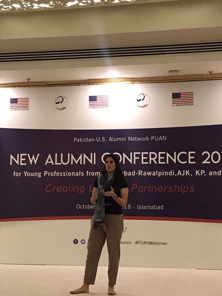 anzasaqib's tweet photo. #PUANWelcomes young professionals at the #NewAlumniConference by sharing stories from #PUANHeroes inspiring Leadership For Change starting with @sanamahmud a Fulbright Alumna, and Sports Envoy. She's also the captain of the Pak National Women's Basketball team. https://t.co/mkvv7PBt0i