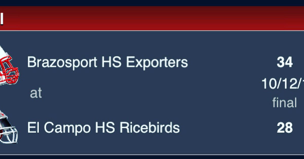 What a big win for our program! On the road &amp; for the first time since 2002 the Brazosport Exporters defeat El Campo! I couldn’t be more proud of our players and our coaches!  #FindAWay <a href="/AlwaysExporter/">Brazosport High</a> <a href="/dctf/">Dave Campbell's — TexasFootball.com</a> <a href="/thefactsnews/">The Facts</a> #BISDPride #AnchorDown I