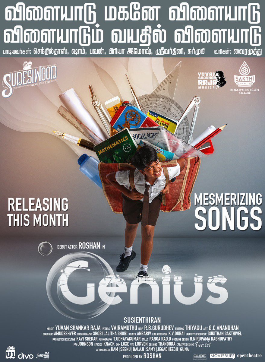 Suresh_PRO's tweet photo. check out the mesmerizing tunes from #Genius
#GeniusAudio #Genius #GeniusMusical
@Roshanoffl @dir_susee @thisisysr @irfanmalik83 @U1Records @divomovies @SuryanFM #YuvanShankarRaja @PriyaaLal https://t.co/q0RNOAYCQl