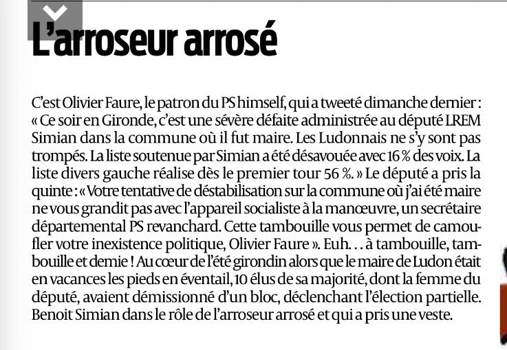 Bastille_G's tweet photo. L’arroseur arrosé du médoc @BenoitSimian dans le tire bouchon de @sudouest ce matin... cc @faureolivier #tambouille #Ludon https://t.co/TRn7Q3cD75
