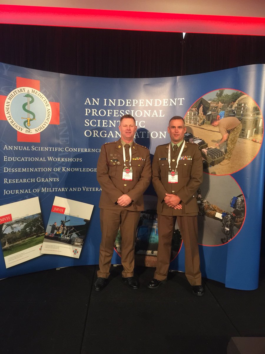 CO_ASH_2018's tweet photo. Great to catch up with Major Soren Hall (Chief Instructor School of Health NZ Defence Force). #AMMA2018 Opportunity to discuss & share ideas about training health professionals; also the possibilities to have reciprocal arrangements between our two schools #cbthealth https://t.co/FG2lZ0aImf