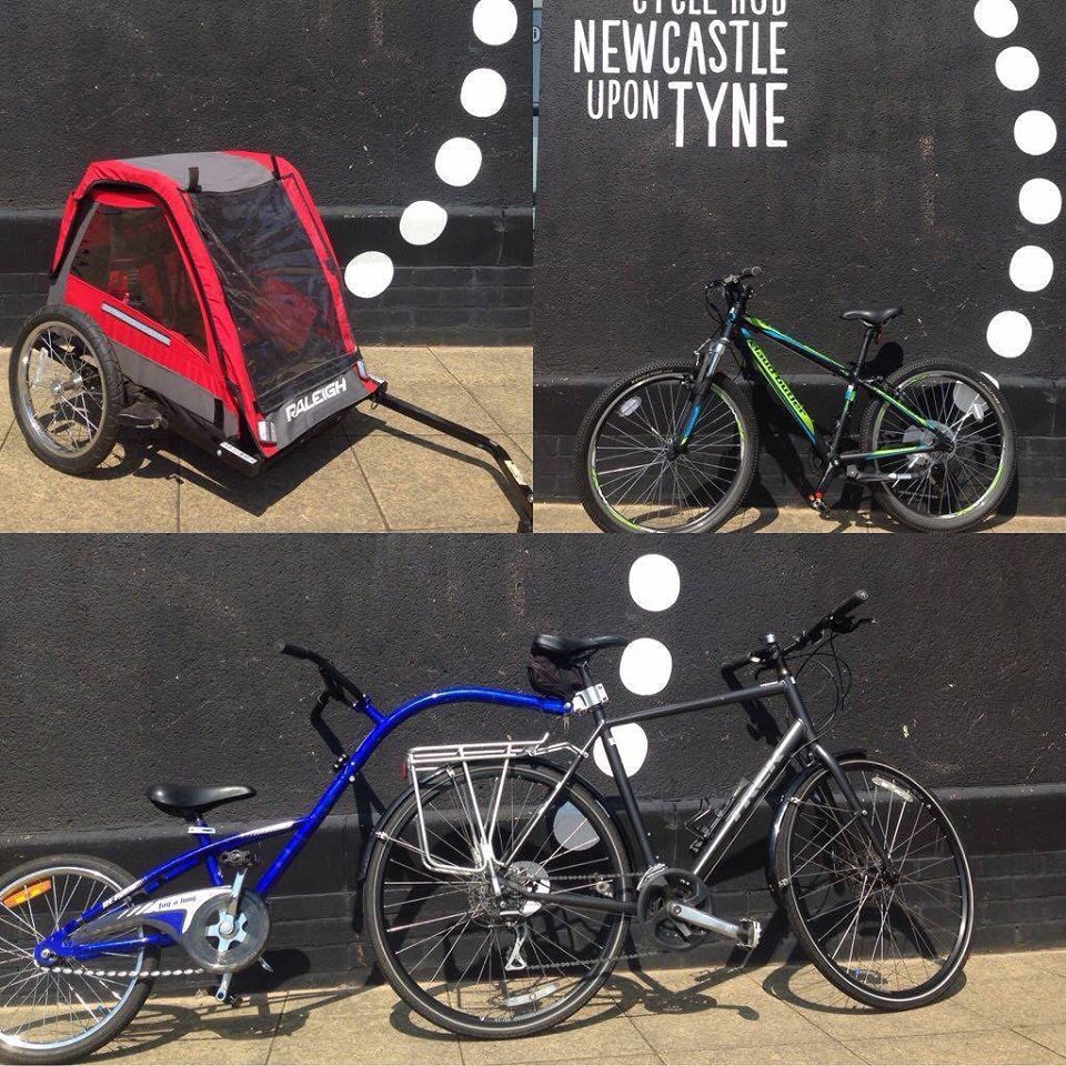Want to pedal with your kids? We've got kids bikes, bike seats, trailers and tag-alongs all available for hire. Pop down to enquire or call 0191 276 7250 to get yours booked today.