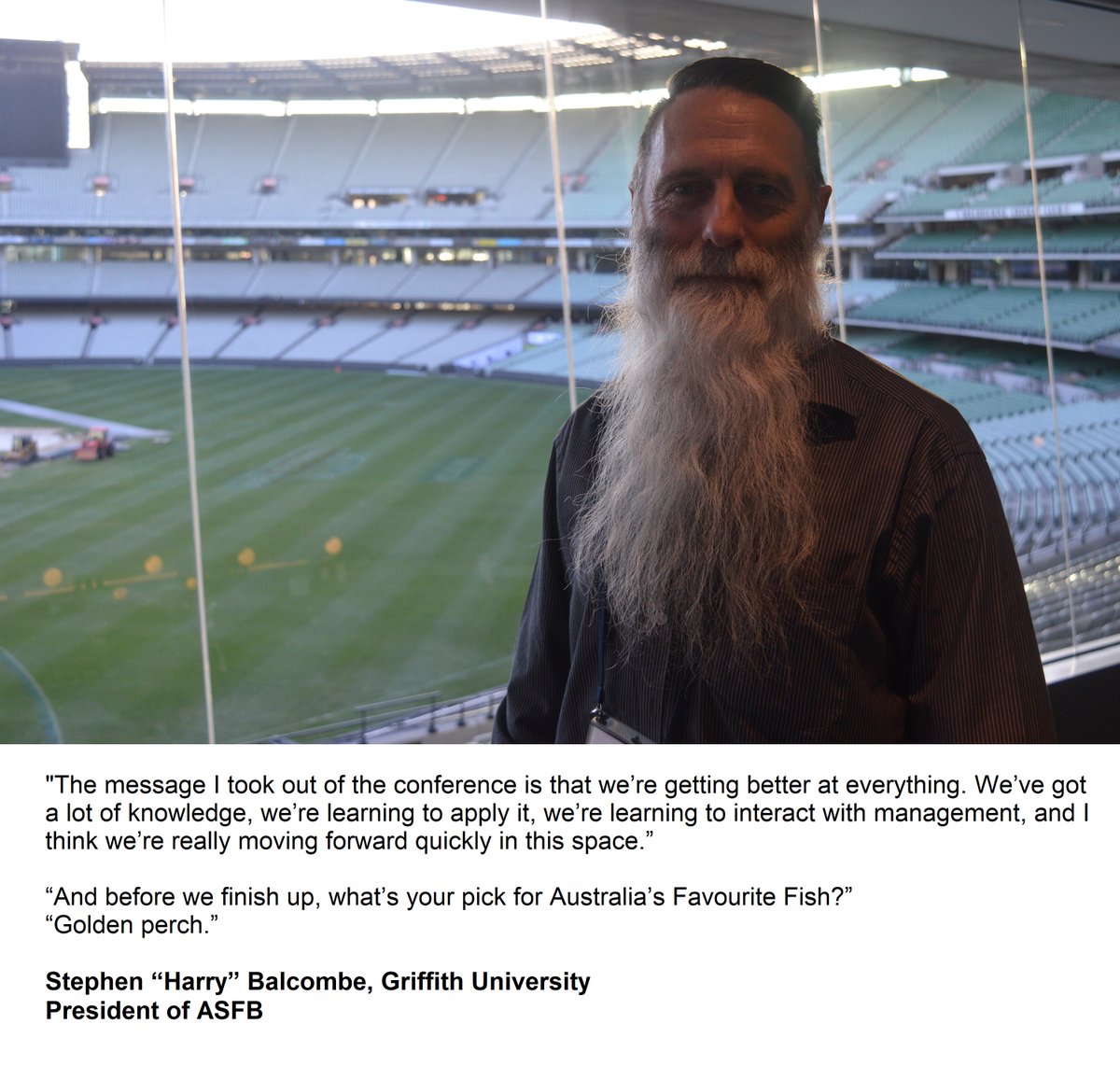 AustSocFishBiol's tweet photo. FACES OF #ASFB2018: "The message I took out of the conference is that we’re getting better at everything..."
Stephen “Harry” Balcombe, @Griffith_Uni
President of @AustSocFishBiol https://t.co/2OUBujsWoh