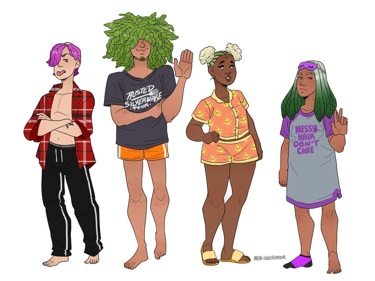 IllustratorNeal's tweet photo. Line up and clothing tests of the Veggie Head band. #veggiehead
#artistsontwitter #digitalart
#conceptart https://t.co/no2GHnuIlL