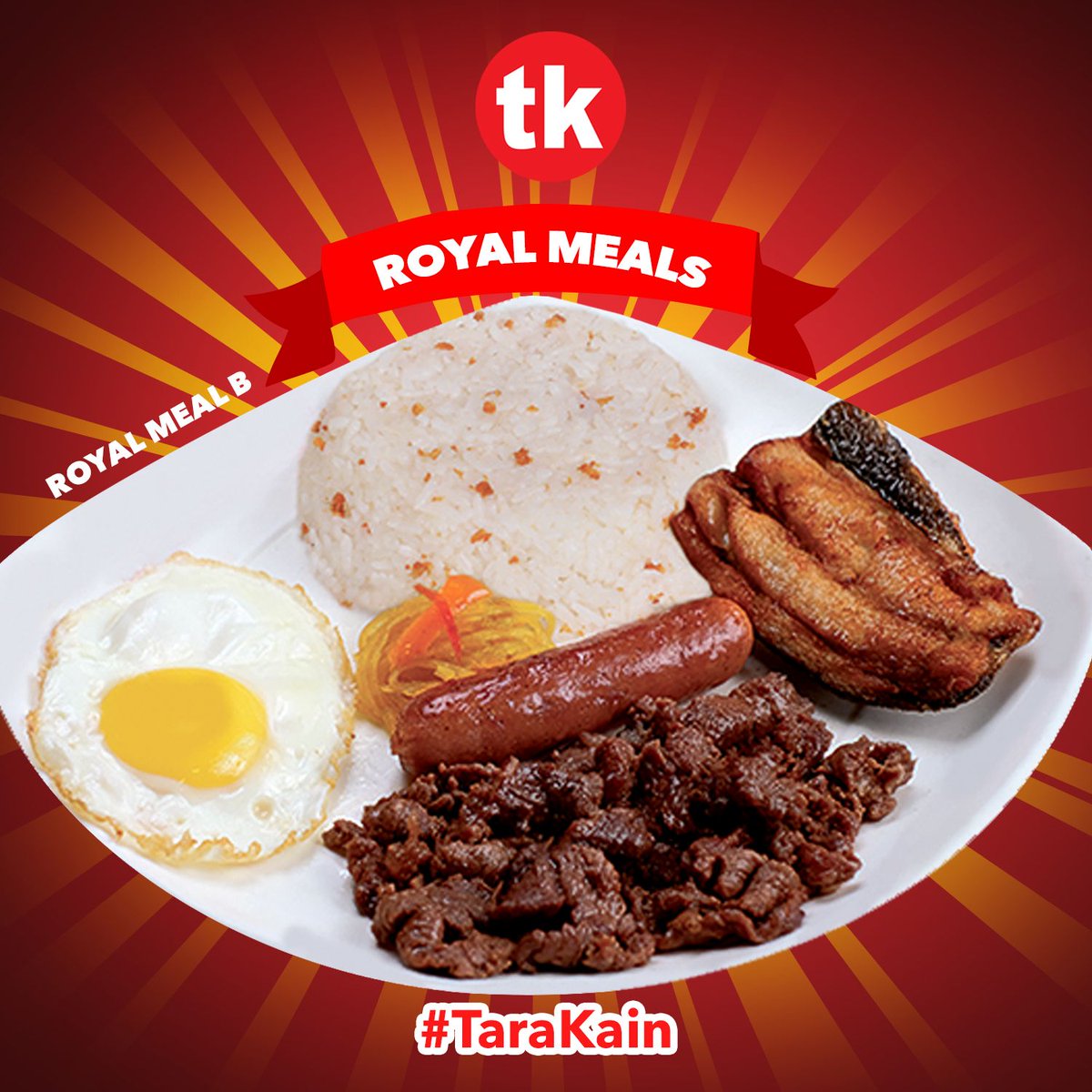 tapakingdavao's tweet photo. Weekend na at siguradong nagki-crave ka na naman! Beat that royal gutom with the power of Royal Meal B na pinabongga ng mga paborito mong almusal like fried rice,boneless bangus,longganisa,beef tapa,sunny side up at may atsara pa! Sulit diba? #TaraKain #TapaKingDavao #RoyalMealB https://t.co/2aJOZwUmJp