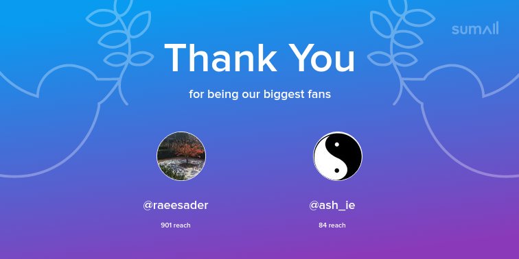 Our biggest fans this week: <a href="/raeesader/">Raeesa</a>, <a href="/ash_ie/">ashraffcassiem</a>. Thank you! via sumall.com/thankyou?utm_s…
