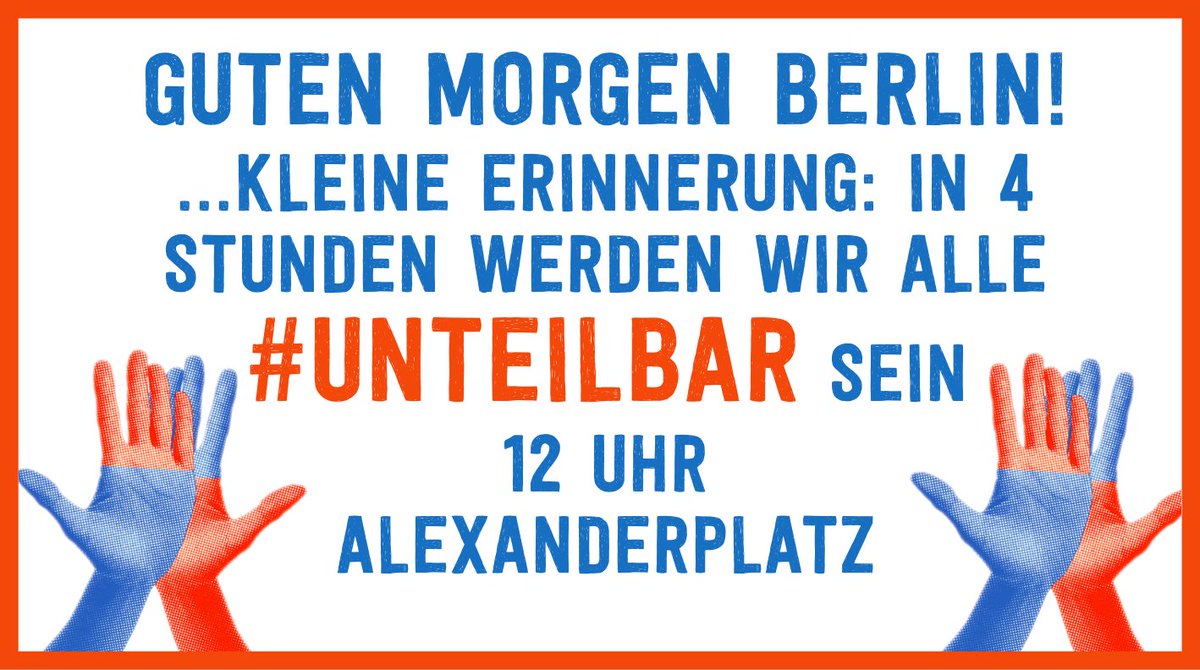 Unteilbar_'s tweet photo. Guten Morgen Berlin! In 4 Stunden gehts los! #unteilbar https://t.co/rEzWuyZPPZ