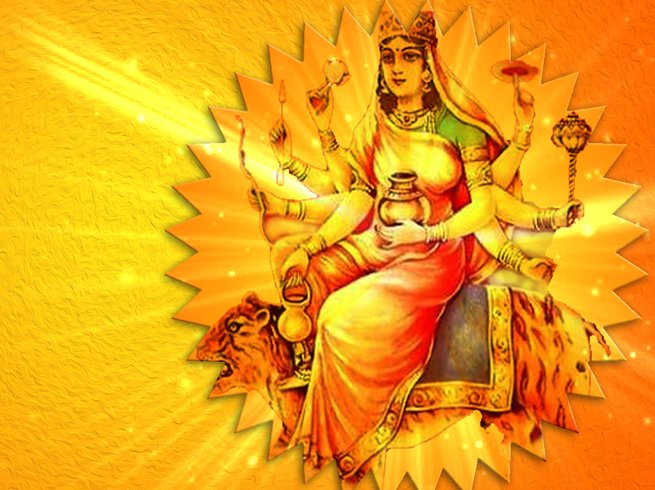 Pragyata_'s tweet photo. Mata Kushmanda is worshipped on the fourth day of Navratri. She is credited with creating the world with her divine smile and her name signals her main role: Ku means "a little", Ushma means "warmth" or "energy" and Anda means "cosmic egg". #Navratri #Navratri2018 https://t.co/9w7kUkHkMd