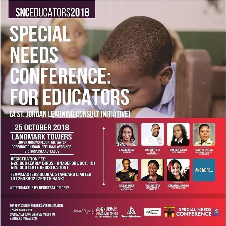 autism_gist's tweet photo. Have you heard about our first conference for educators; teachers, SENCOs, SEN teachers, Heads of schools, school owners, and other stakeholders?
Check our Instagram page, @autism_gist, for more details.
#Education #Inclusion #SNC2018 #SNCEducators https://t.co/PamfShZXRC