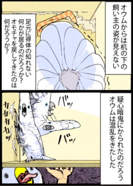 怖いものは見ないようにするオウムwwその処世術が人間のようだった！！