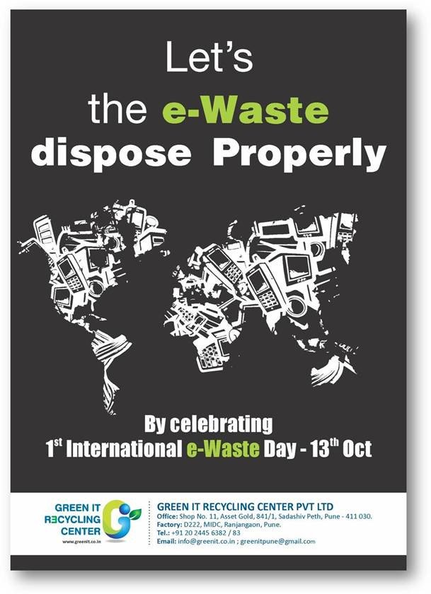 GreenITPune's tweet photo. Today is the very first International E-waste Day. Lets come together for Cleaner and Greener world. #weee #ewaste  #cleanindia @Ratneshmrathi https://t.co/xwXmjaOCk4