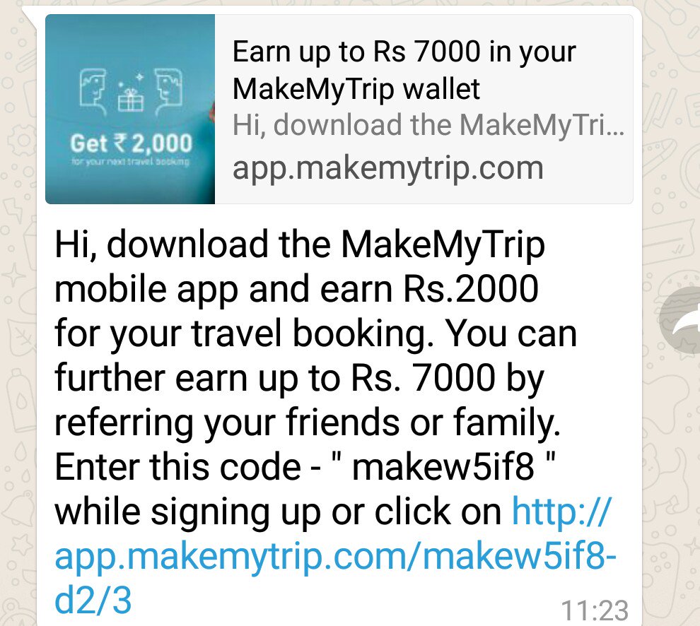 makemytrip referral code for new user 2018