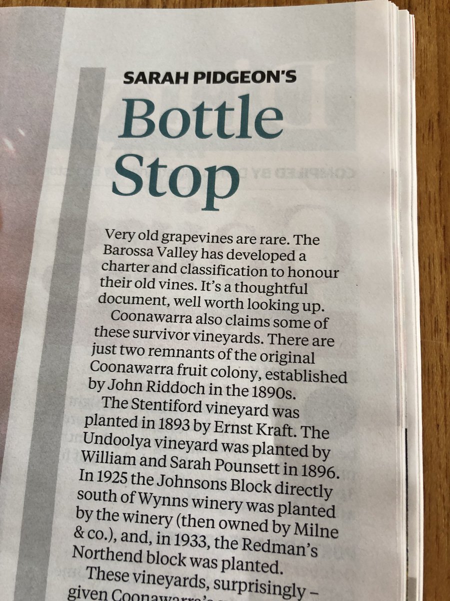 Reflecting on  #Coonawarra #oldvines in today’s Advertiser SAWeekend  mag. Thanks <a href="/TonyLoveTaste/">Tony Love</a> for the opportunity to play storyteller
