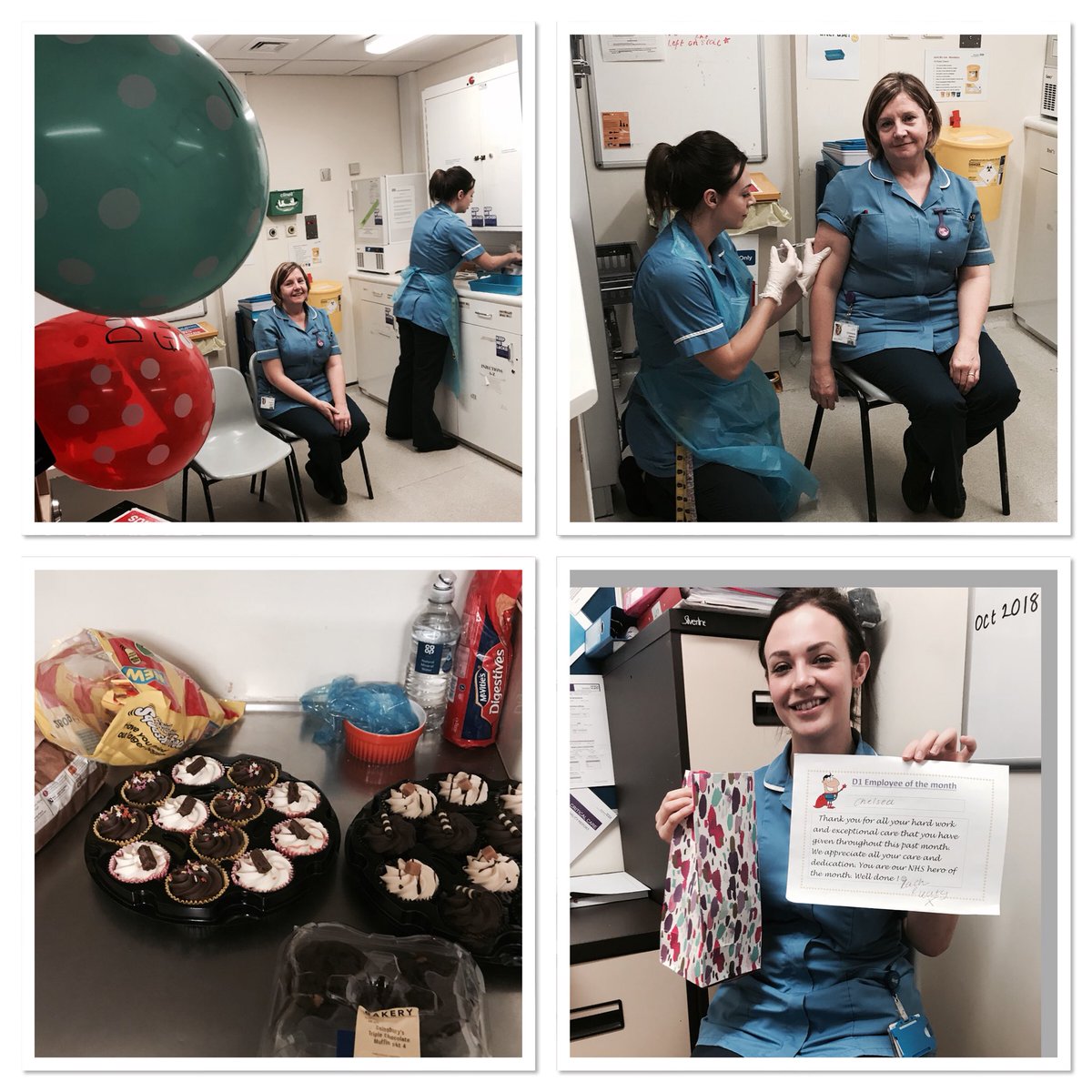 wardd1t's tweet photo. Chelsea has been an incredible flu link nurse so far this year and I am sure she will continue the good work ! A few pics from our annual flu party ! Chelsea also got employee of the month for September ! We are lucky to have you 😁brilliant stuff ! @StockportNHS #Proud2Care https://t.co/pUDADXyxlg