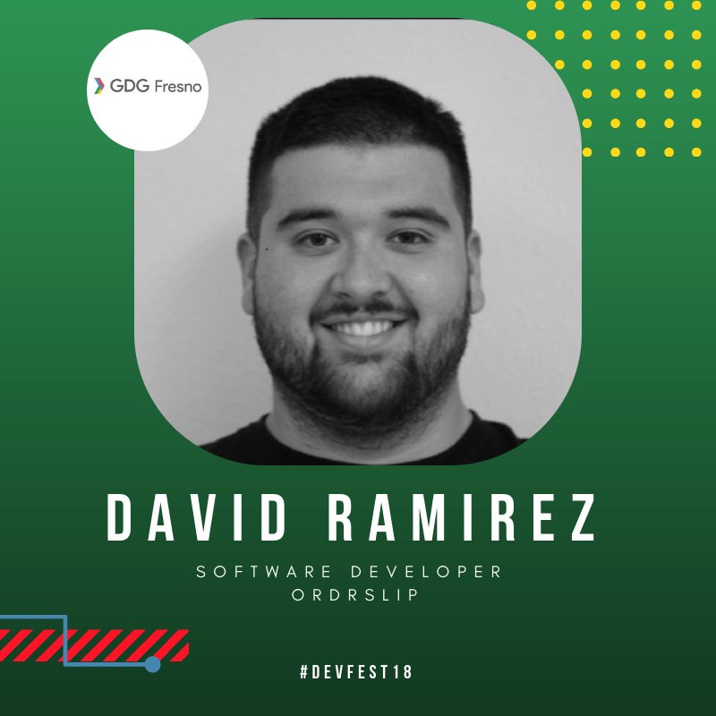 David is a API Software Developer at Ordrslip. He worked as a Developer in San Francisco, is an avid Pokemon Go player and teaches all his co-workers how to play the game. At DevFest 2018 David will be using his teaching skills to teach a Codelab in Spanish. 💻🌐🎙️ #DevFest18