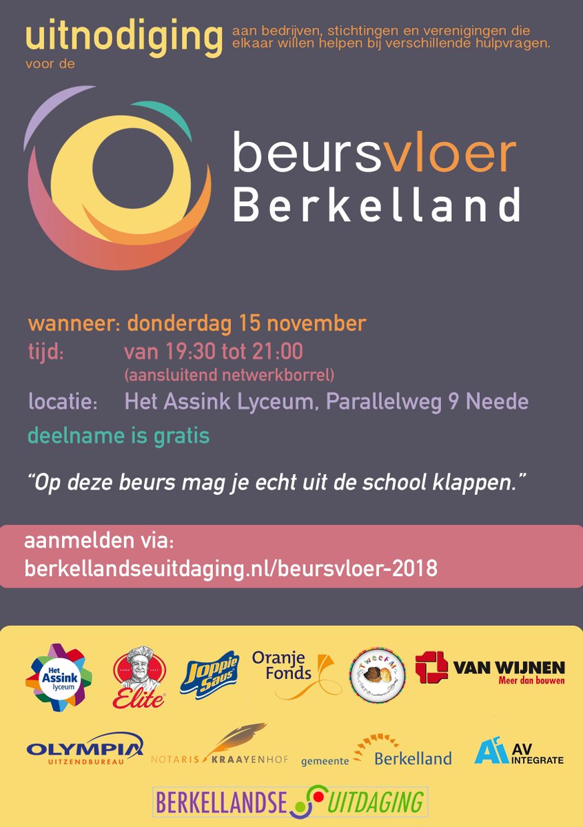 Uitnodiging Beursvloer 2018 - 15 november Assink Lyceum Parallelweg Neede - mailchi.mp/4f7bf246bc43/u…