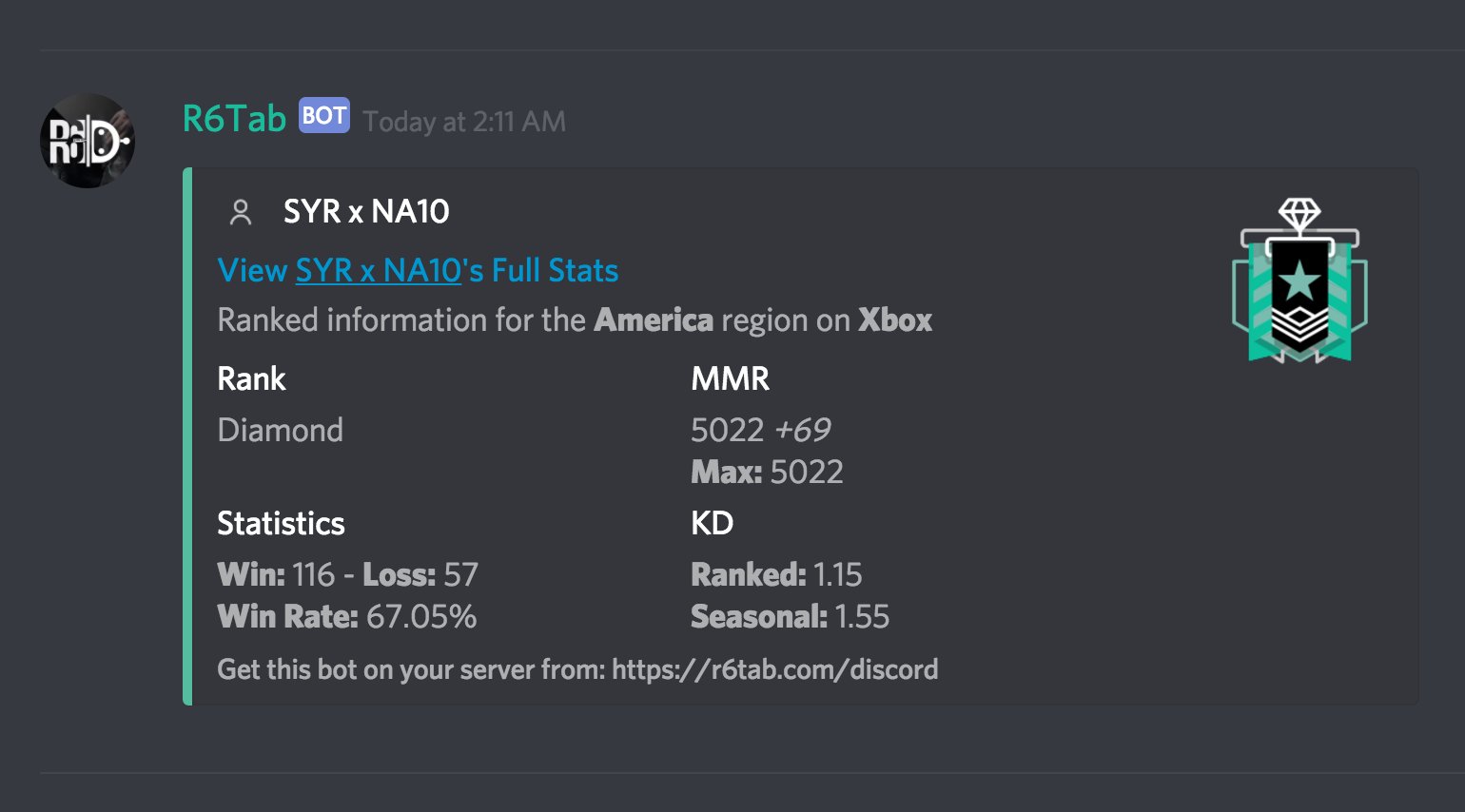 Tab bot. R6tab.