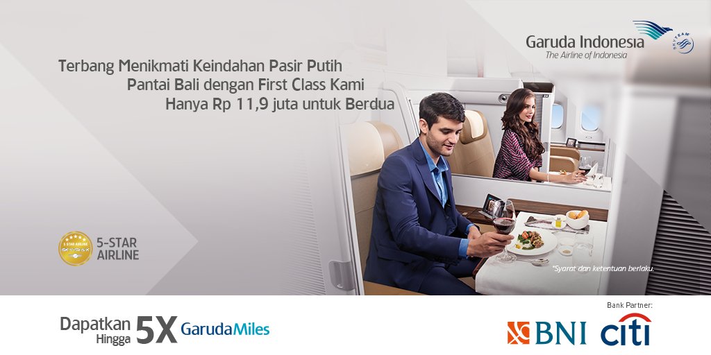 Mau nikmati mewahnya penerbangan First Class? Cuma dengan Rp 11,9juta kalian sudah bisa terbang ke Bali berdua dengan First Class kami! Cek informasi selengkapnya di bit.ly/2Ce30Un