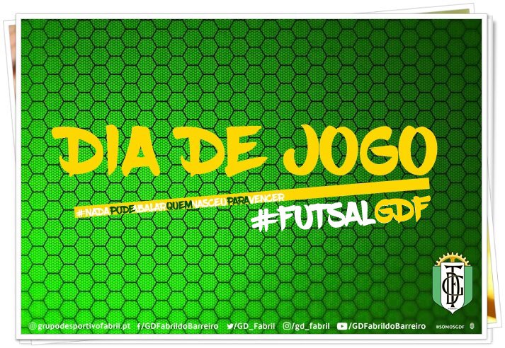 GD_Fabril's tweet photo. 💚🔥DIA DE JOGO🔥💚
⚽ UDR Quinta do Conde - GD Fabril
🕙 17:30
🏆 4.ª jornada - II Divisão
📍 Pavilhão M. da Quinta do Conde
📲 #FutsalGDF https://t.co/fzus699s2n