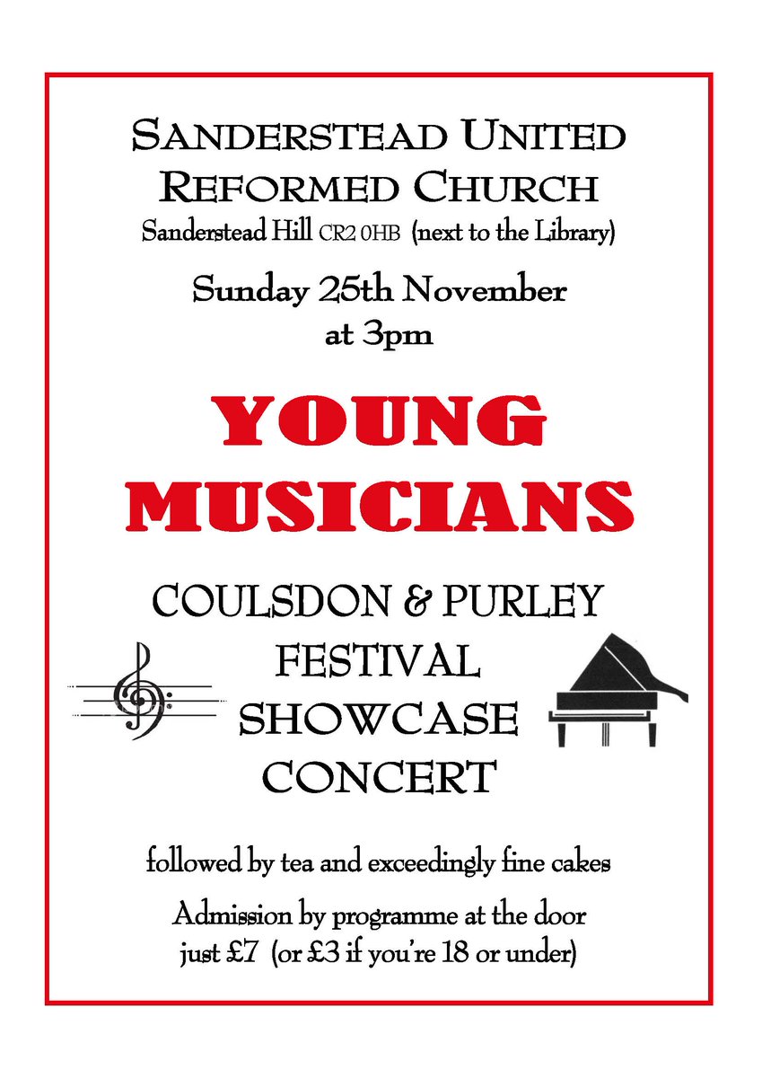 Celebrate and enjoy some of the best performers of our 2018 Festival at 3pm on the 25th November in the Sanderstead United Reformed Church featuring instrumental, choral, ensemble, vocal, speech and drama. £7 (£3) including tea and cakes. <a href="/FestivalsHouse/">British & International Federation of Festivals</a> #Purley #Coulsdon