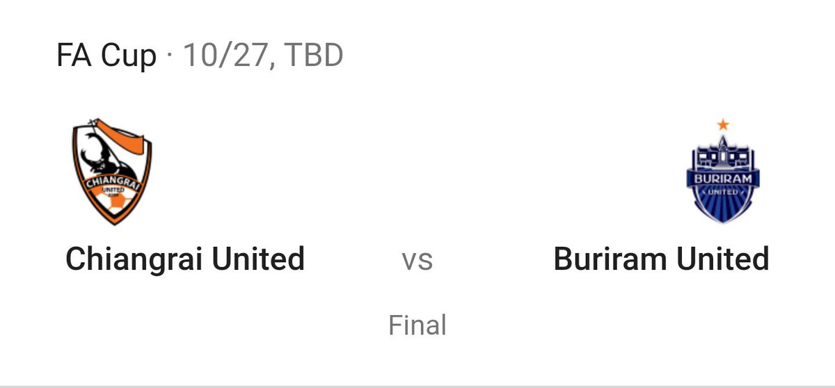 BRUTDunofficial's tweet photo. นัดชิงชนะเลิศ ช้าง เอฟเอ คัพ 2018

27 ต.ค. 61 (FA-Final)
เชียงรายยูไนเต็ด VS #บุรีรัมย์ยูไนเต็ด⚡
19:00 น.  สนาม ศุภชลาศัย

#BuriramUnited #BRUTD #ChiangRaiUnited #CRUTD #ChangFACup2018 #FACUP2018 #GU12 #Buriram #Thailand #Football https://t.co/rGHnyGLYkT