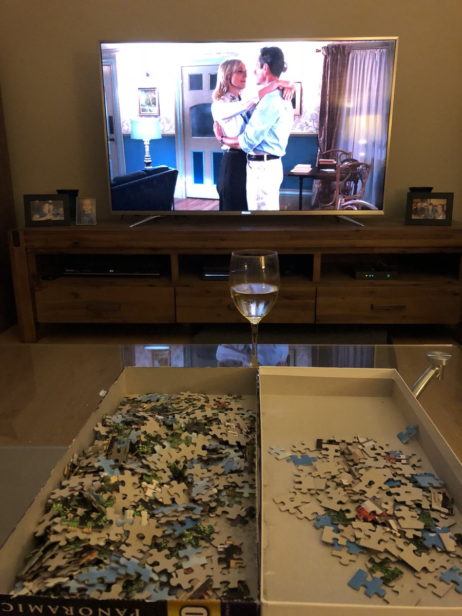 natalieheding's tweet photo. A jigsaw puzzle, glass of wine & @martadusseldorp & #APTCH is how I’m spending my Saturday night! Am I sad or what?! 😂😆 #oldage #creaturecomforts #saturdaynight #nosociallife #APTCHreruns #season5 #wine #sarah #george #ashpark @aptch @foxtel @64bc https://t.co/z4TFEV1wHf