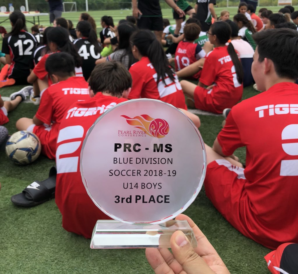 MrSamHo's tweet photo. So proud of #JrBoysSoccer for a well-fought tournament at #PRC in #Shekou #Shenzhen. 2nd overall in round robin w 4 pts, tying 1-1 &amp; winning 3-0. Then won 5-1 in a one-game playoff match to bring home the 3rd place trophy! 
#tismacao #tistigers #letsgotigers #coachlife #weekend https://t.co/aROrOhD4x1