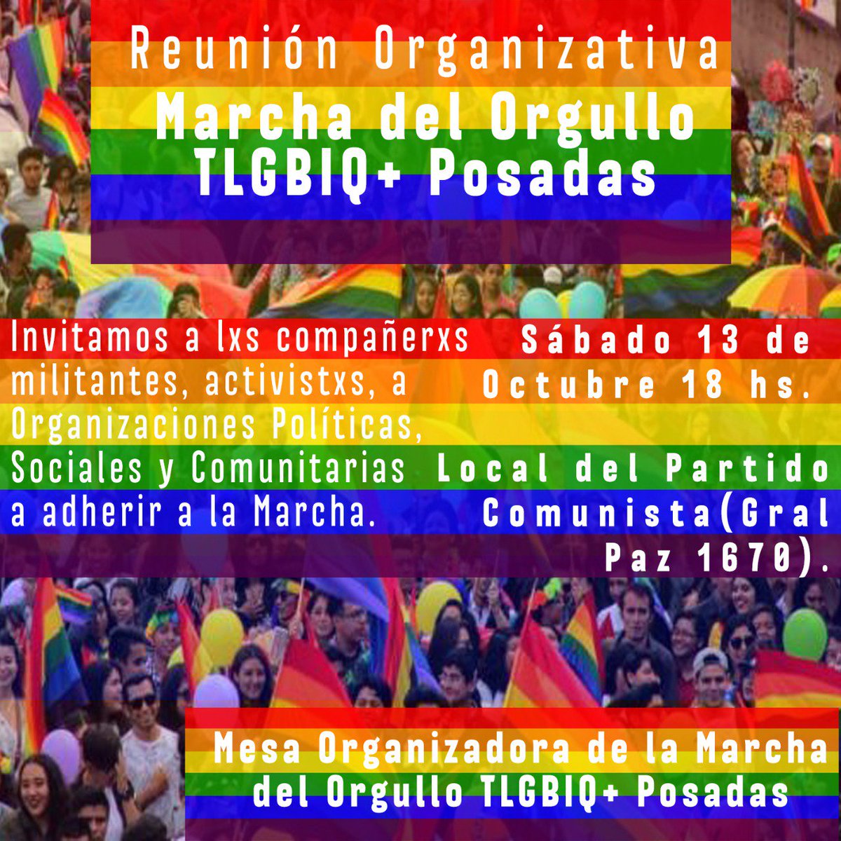 SomosDiverses's tweet image. Convocan a una  reunión operativa ante la próxima marcha del orgullo TLGBIQ+ ✊
#Hoy #Activistes