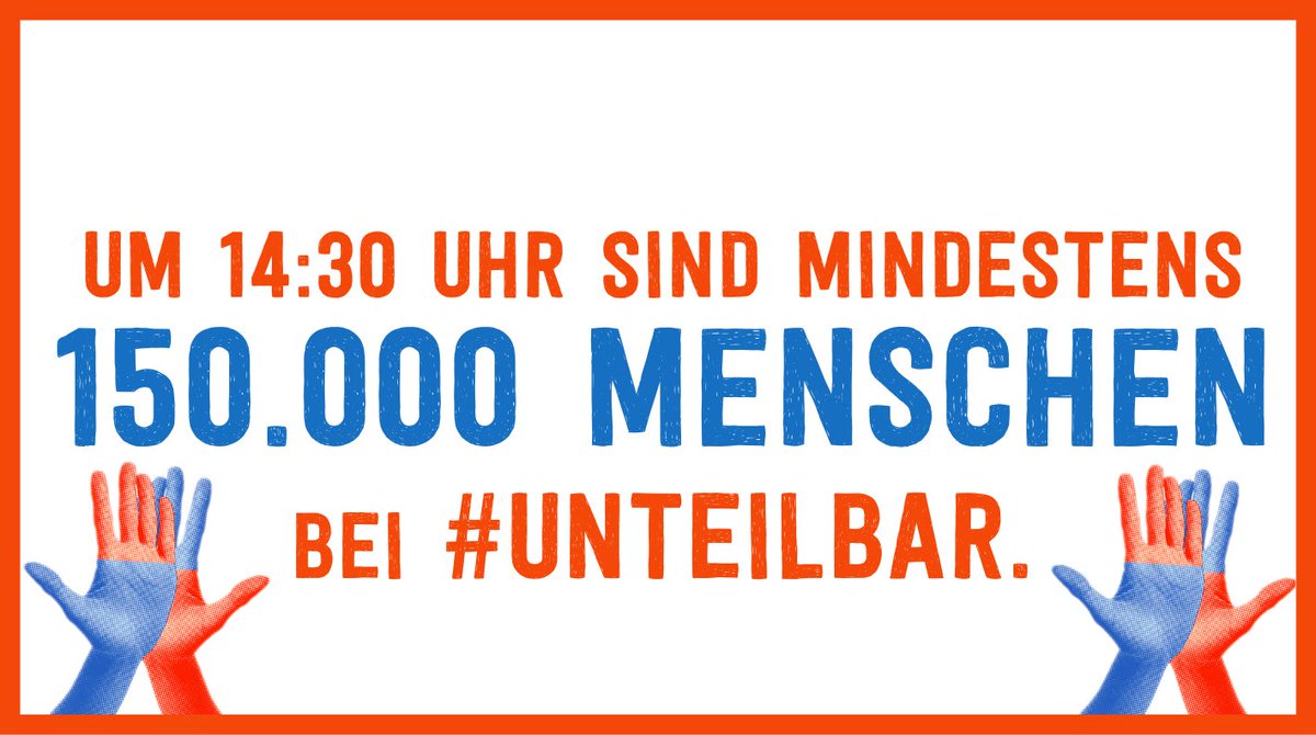 Unteilbar_'s tweet image. Unglaublich: schon am Nachmittag sind mind. 150.000 auf der #unteilbar-Demonstration. Wir sind sprachlos. Kein Finale, sondern ein Aufbruch in eine solidarische Gesellschaft! #b1310