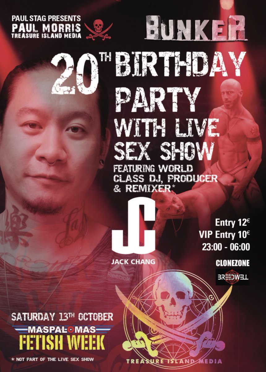 MaspalomasFetishPride on Twitter: "Treasure Island Media porn celebrate  20th birthday! @Paul_stag Let's do it properly! Porn stars, sex, horny  atmosphere dance until morning. Amazing respected in fetish world  @djjackchang will play for
