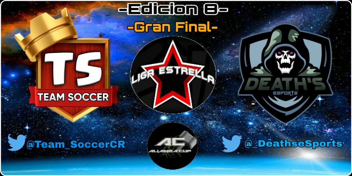 🏆Liga @EstrellaLiga Ed8🏆🔥Gran Final🔥 Hoy 22:30Chile🔥

<a href="/Team_SoccerCR/">Team Soccer</a> VS <a href="/_DeathseSports/">kevin Arce</a>

📺Caster: <a href="/Elkrocas/">El Krocas</a>
🕵Adm: @Bastiancastro73
🌐Difusión: <a href="/Alianzacup/">AlianzaCup</a>

Sera una final muy entretenida de 2 equipos que tienen una larga trayectoria en esta liga.