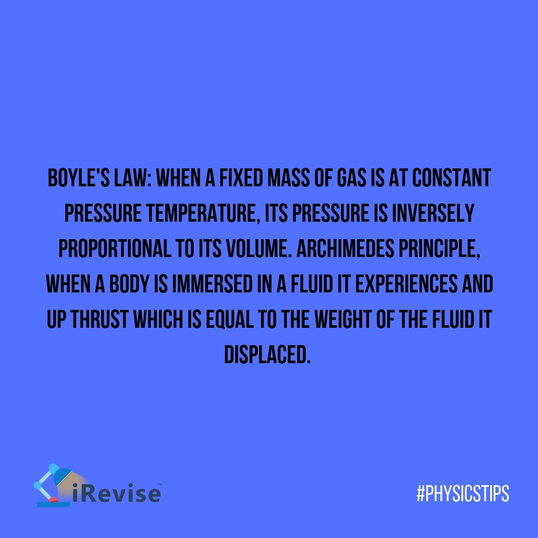 iRevise_Ireland's tweet image. What is Boyle&apos;s Law? Here&apos;s today&apos;s #PhysicsTips