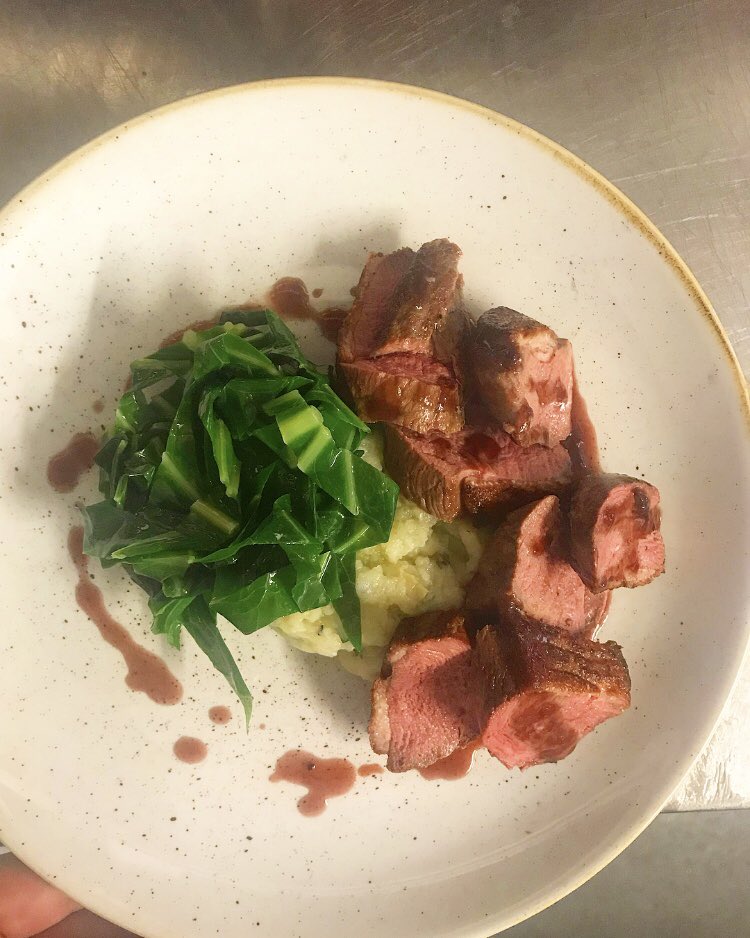 elcapitancooks's tweet photo. Was so good to spend time with Sarah, one of our apprentice chefs, and @ChefJamesGriff yesterday, watching her confidently plate up a perfectly cooked duck breast, made me so proud. This is why we do it! #thefuture #realcooking #practice #supportthetalent #mocks @HITTraining https://t.co/FoAEt0RHIS
