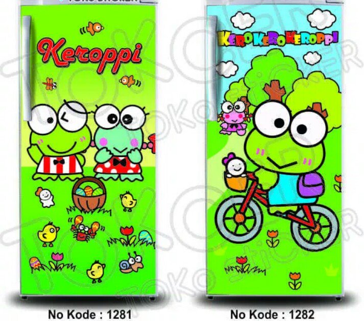 Wallpaper kulkas keroppi. Ukuran kulkas 1 pintu (60x120), bahan sticker vynil gloss import premium class. Tahan panas, lem kuat, anti air &amp; tahan lama.

Store: Jln. H. Miran no 61a malaka pondok kelapa jakarta timur.
Contact person:
WA (081297779253)