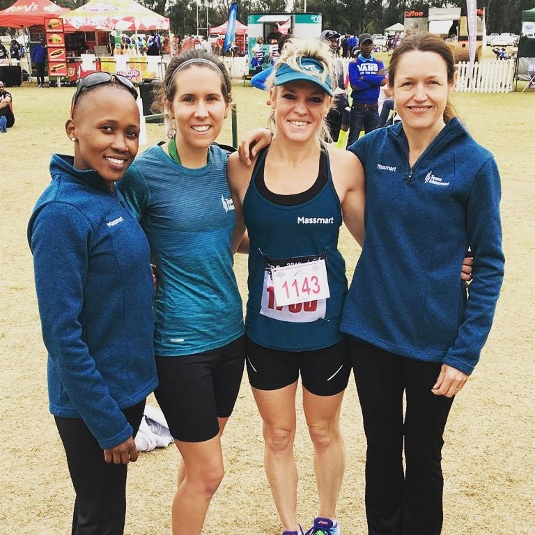 Awesome #running from <a href="/Lizzy10246962/">Liz. Babili</a> <a href="/katydid005/">Katy</a> <a href="/VixHansenFit/">Vicky Hansen</a> &amp; <a href="/Jennikruse1/">Jenni Kruse</a> at the #jacarandacitychallenge  today. #creatingchampions #teammassmart #pumapowered #jacarandachallenge